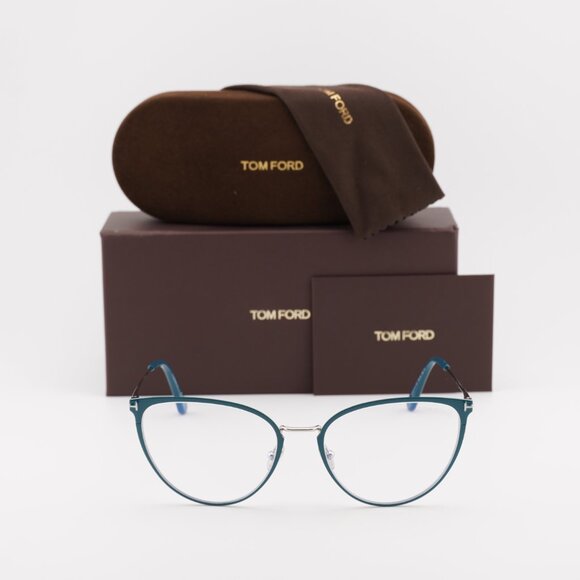 Tom Ford FT5840-B 087 Cat Eye Eyeglasses 56mm - Turquoise/Blue Light Block - Picture 4 of 10